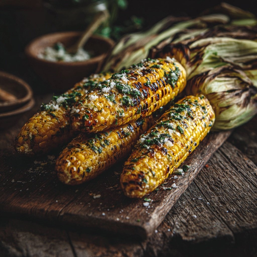 Gegrillte Mais Kolben Mit Kräutern