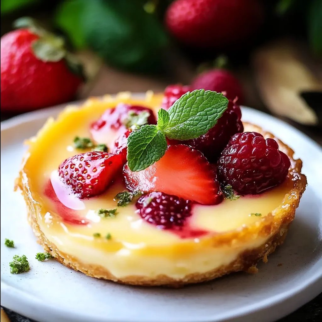 Erdbeer-Honig-Custard-Törtchen mit Zitronenquark