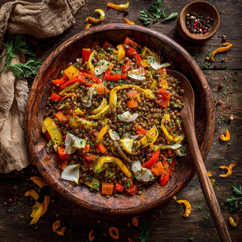 Linsensalat mit Ofengemüse